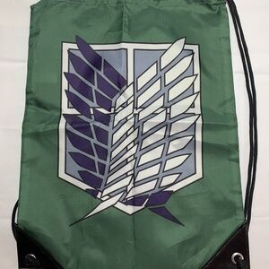 Attack On Titan Green Drawstring Backpack Bag 17X12.5 Nerd Block Exclusive 2015